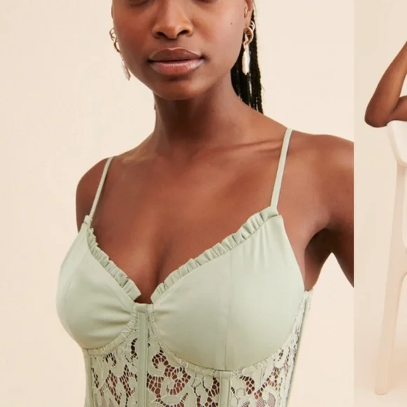 Free people Alysia corset gown green size large new with tags - Picture 3 of 10